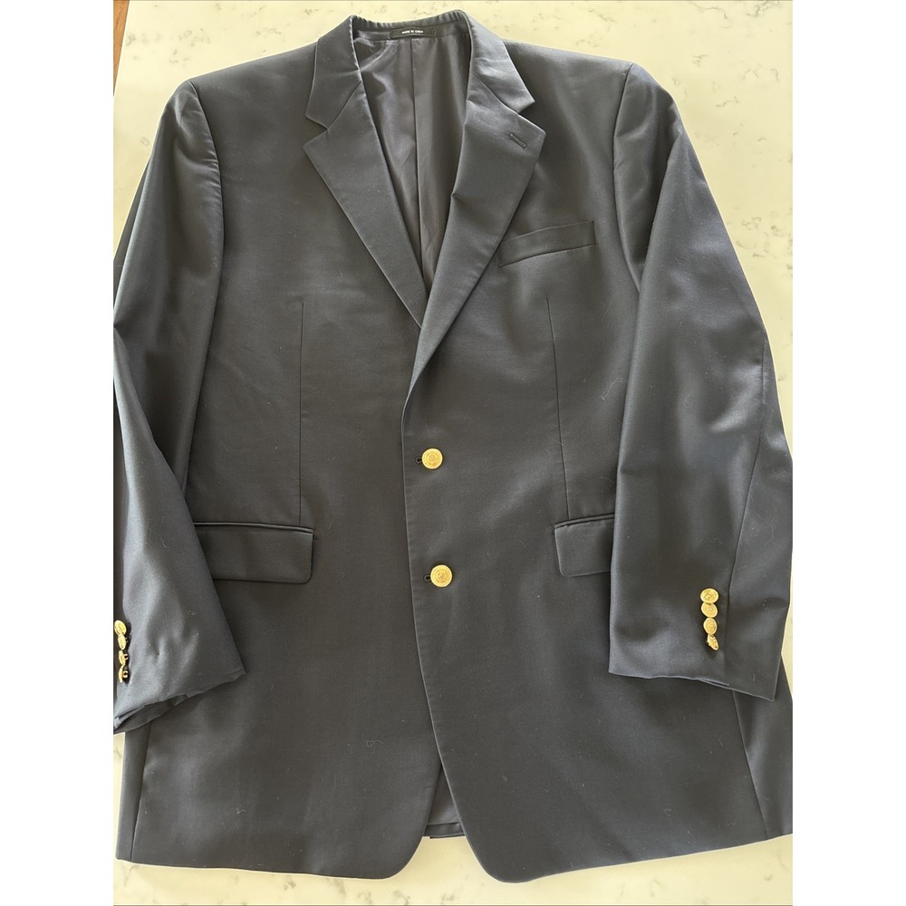 Lauren Ralph Lauren Men's Blazer 46L 100% Wool‎ Navy 2 Button Jacket Sport Coat